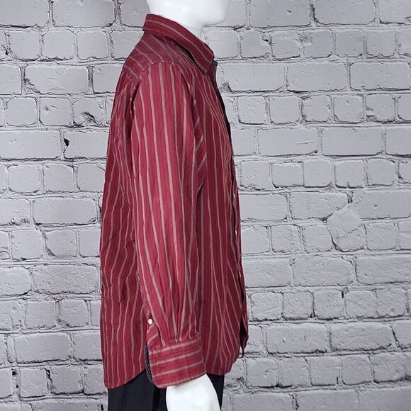 Robert Graham Red Pinstripe Long Sleeve Shirt, Men's Large - Picture 3 of 10